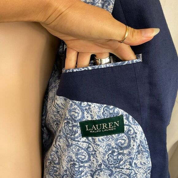 Lauren Ralph Lauren Mens Store Blue Linen Suit Sport Coat Blazer Jacket 48L - Picture 14 of 16